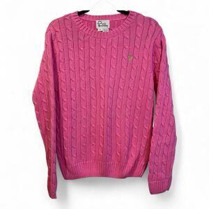Lilly Pulitzer Women's Pink Cable Knit Sweater Vintage Fisherman Cotton Medium